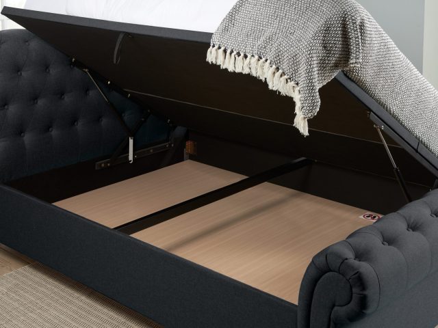 Castello King Side Ottoman Bed Charcoal Birlea