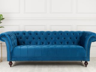 Blue chesterfield deals sofa argos