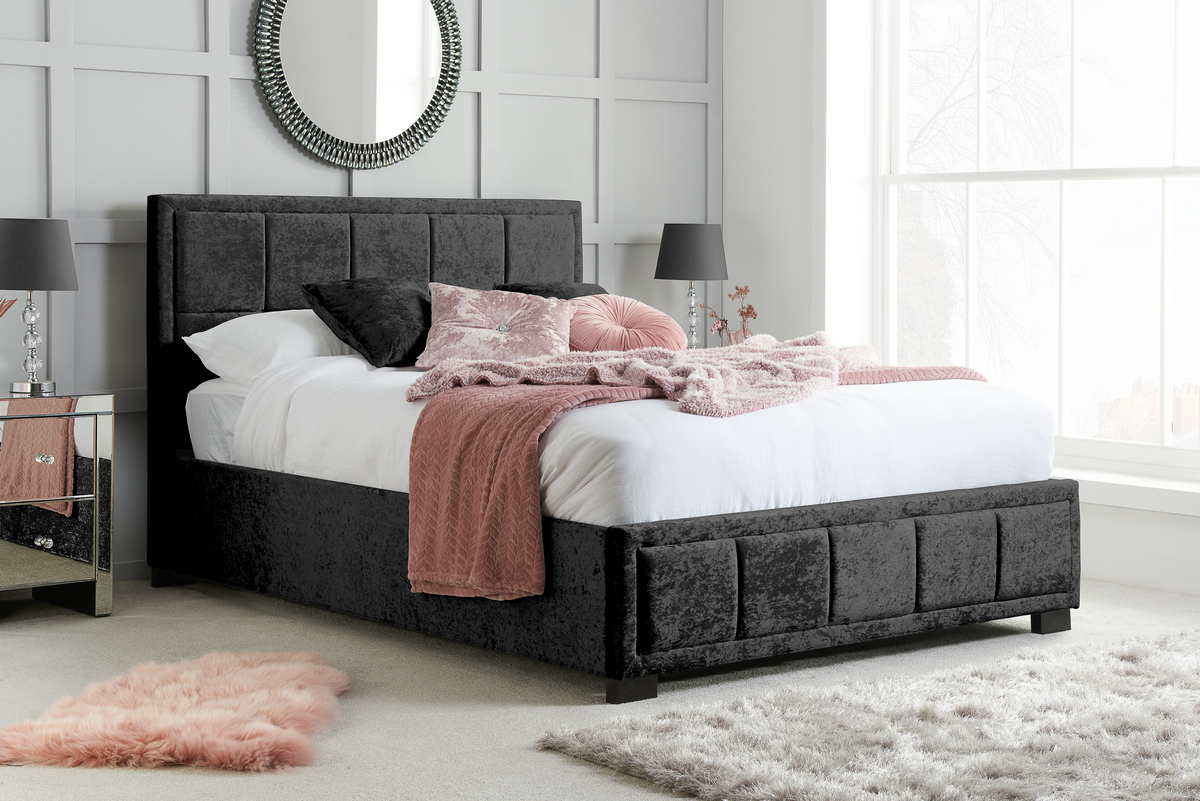 Black crushed clearance velvet sleigh bed