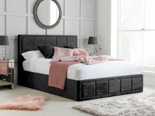 Black crushed deals velvet bed single