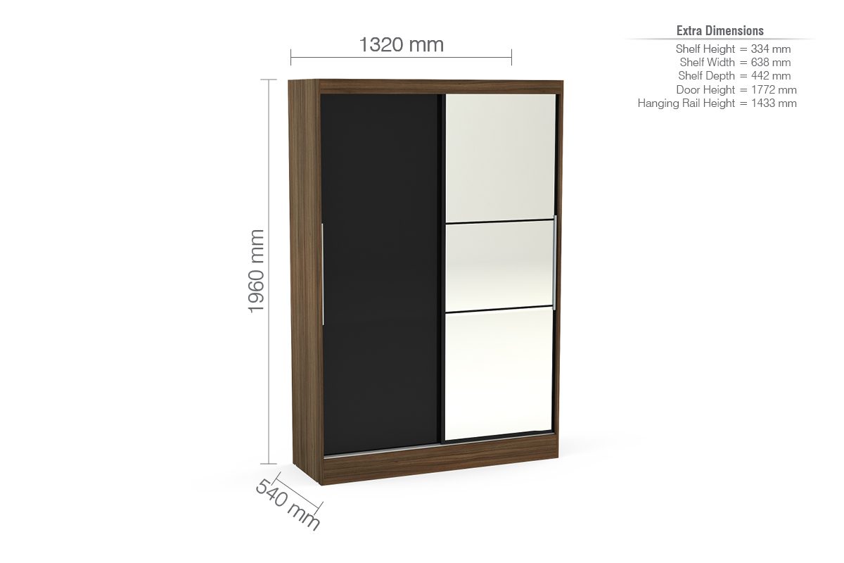 Lynx 2 door sliding outlet wardrobe with mirror