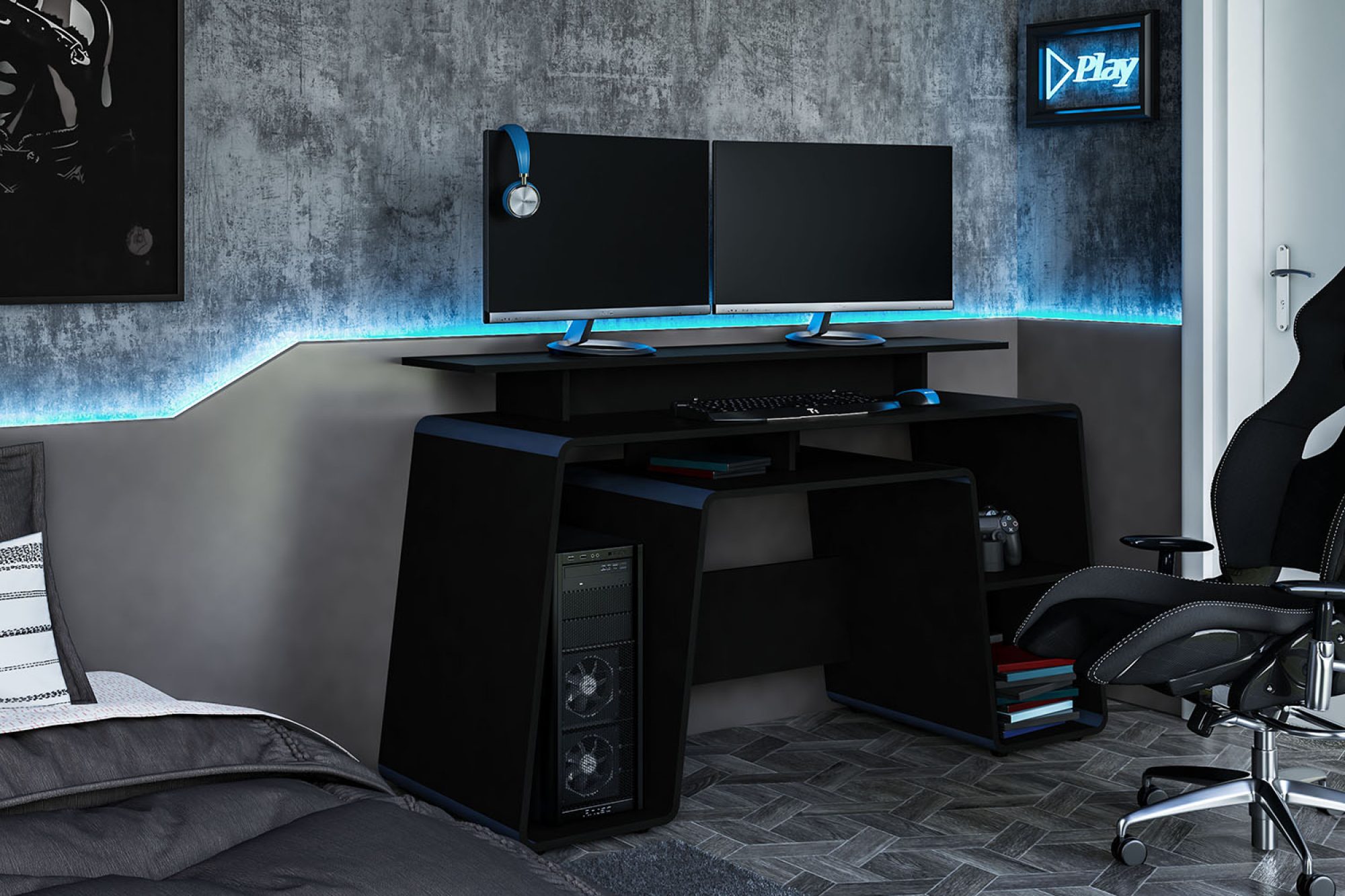 Bureau de gaming Hartford 323 (Noir) - Bureaux