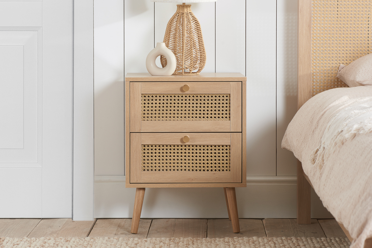 Croxley 2 Drawer Rattan Bedside Birlea