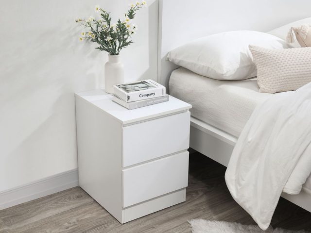 Oslo 2 Drawer Bedside White | Birlea